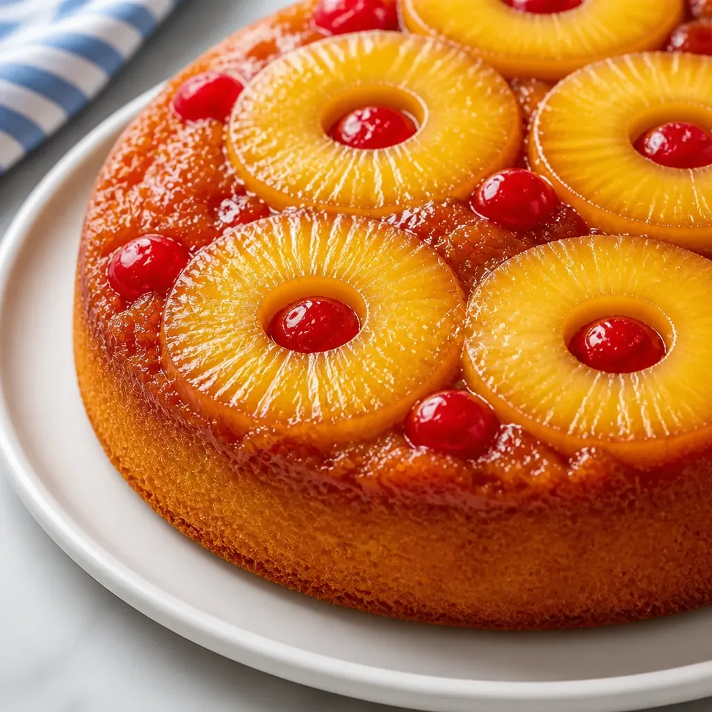 Classic Pineapple Upside-Down Cake close-up view