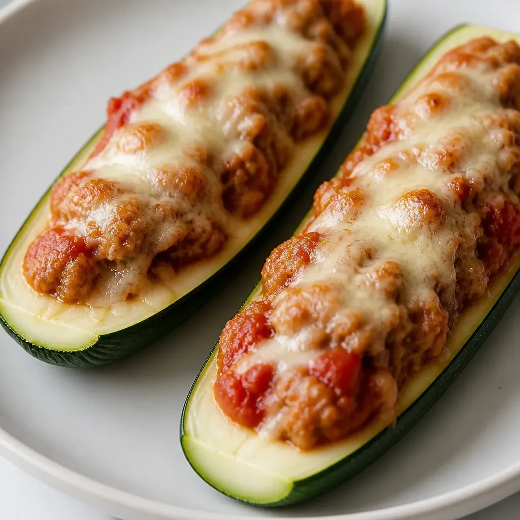Ground Turkey Zucchini Boats close-up view
