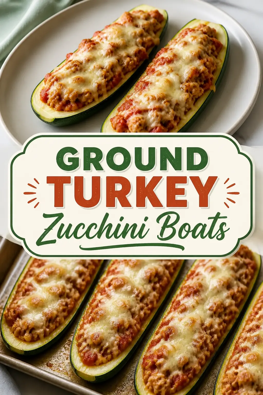 Ground Turkey Zucchini Boats Pinterest pin