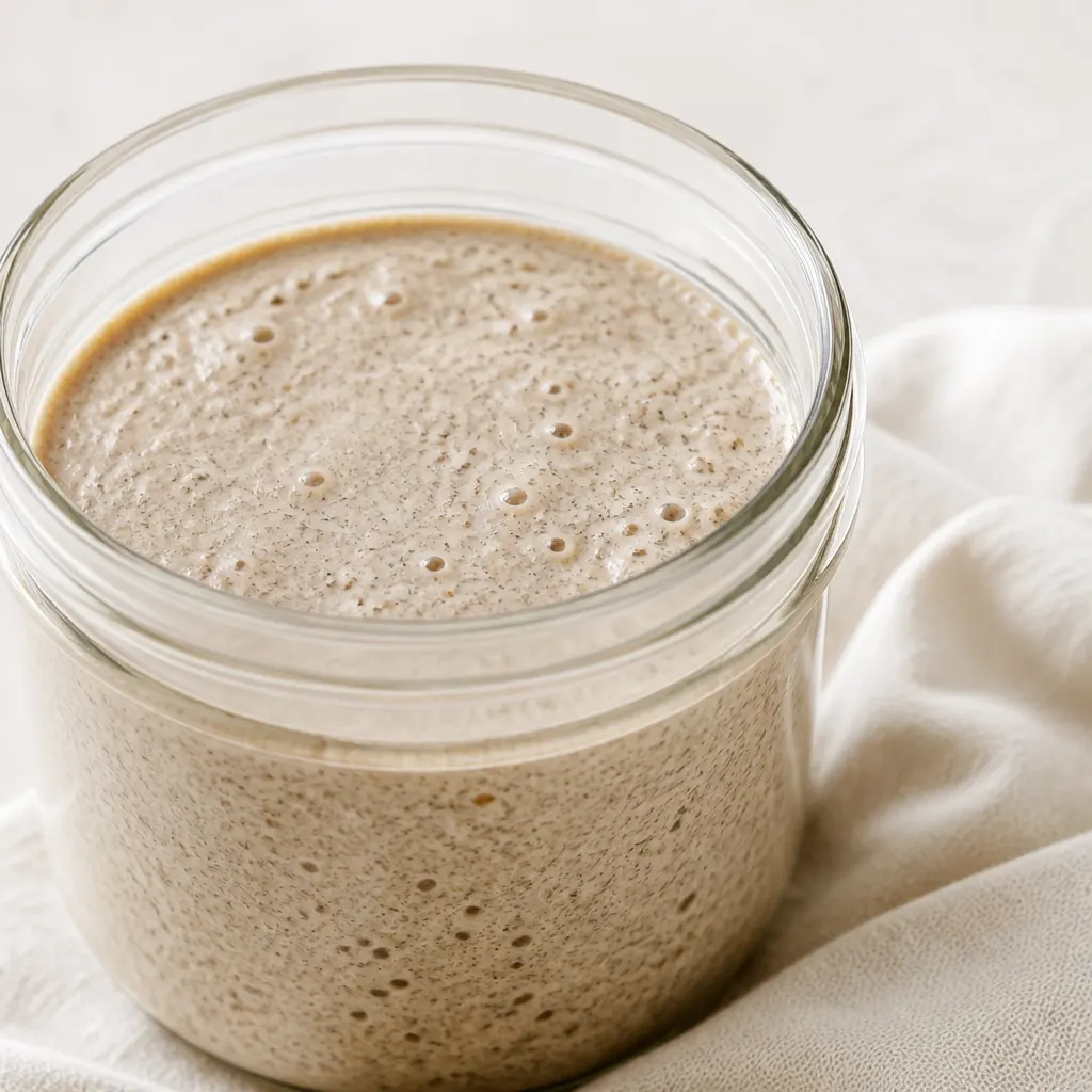 How to Make a Rye Sour Starter for Jewish Rye Bread close-up view