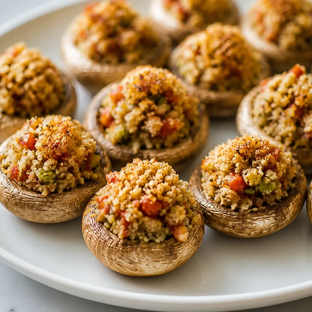 Mrs. Waterman’s Stuffed Mushrooms close-up view