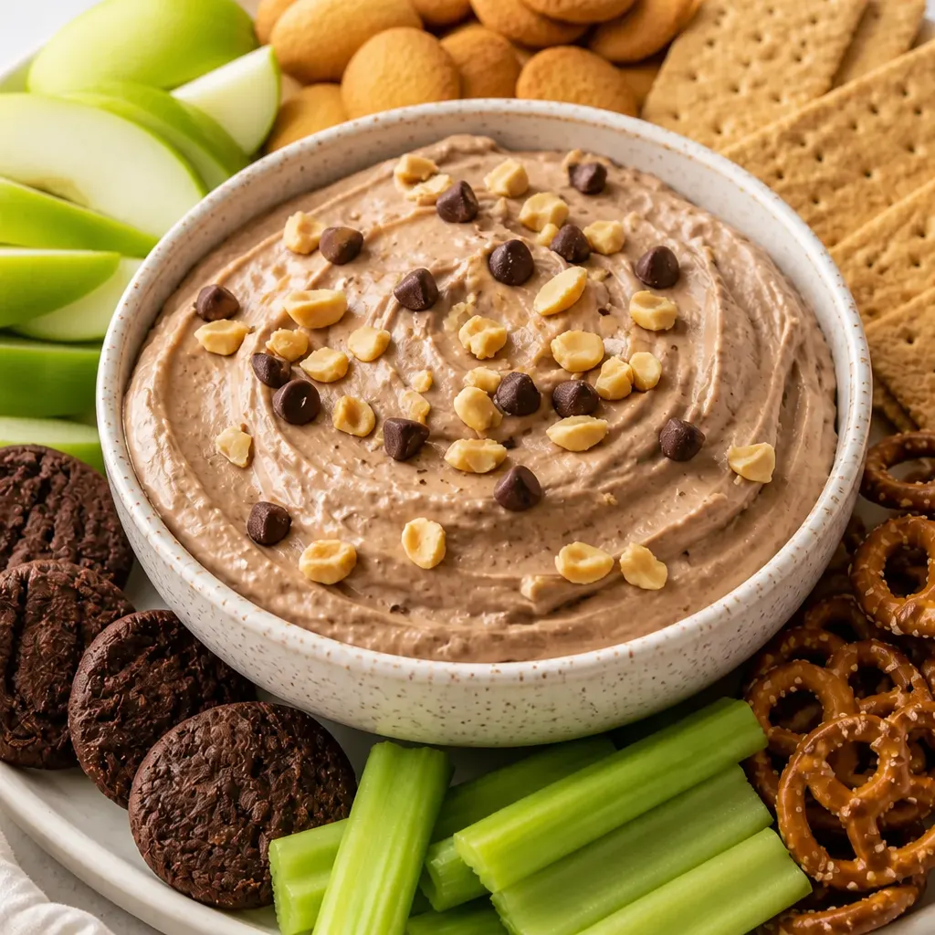 Peanut Butter Brownie Batter Dip close-up view