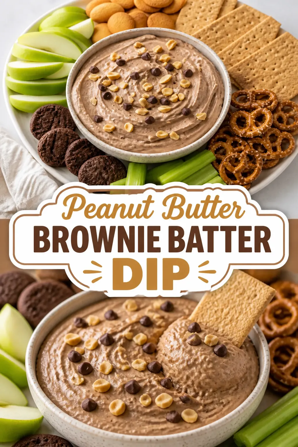 Peanut Butter Brownie Batter Dip Pinterest pin