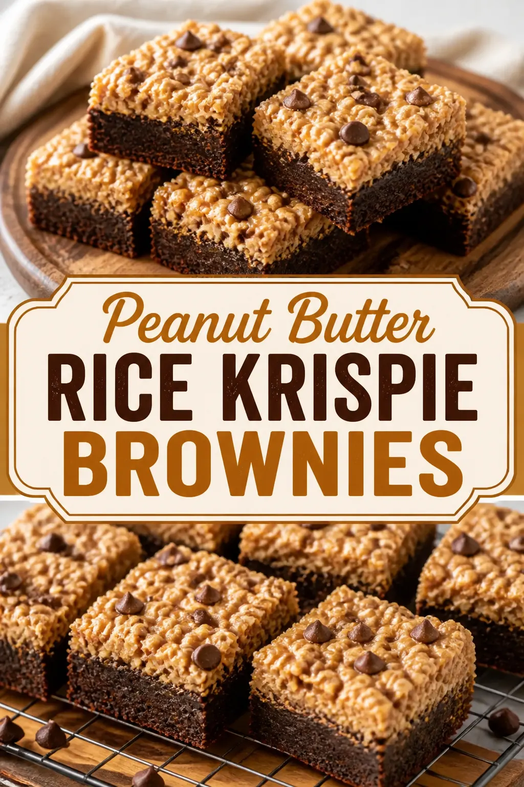 Peanut Butter Rice Krispie Brownies Pinterest pin