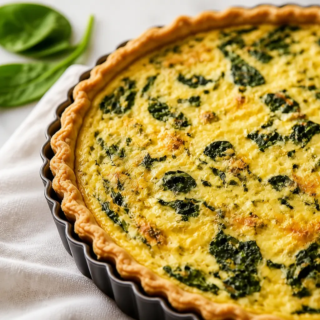 Quiche Florentine (Spinach & Gruyère Quiche) close-up view
