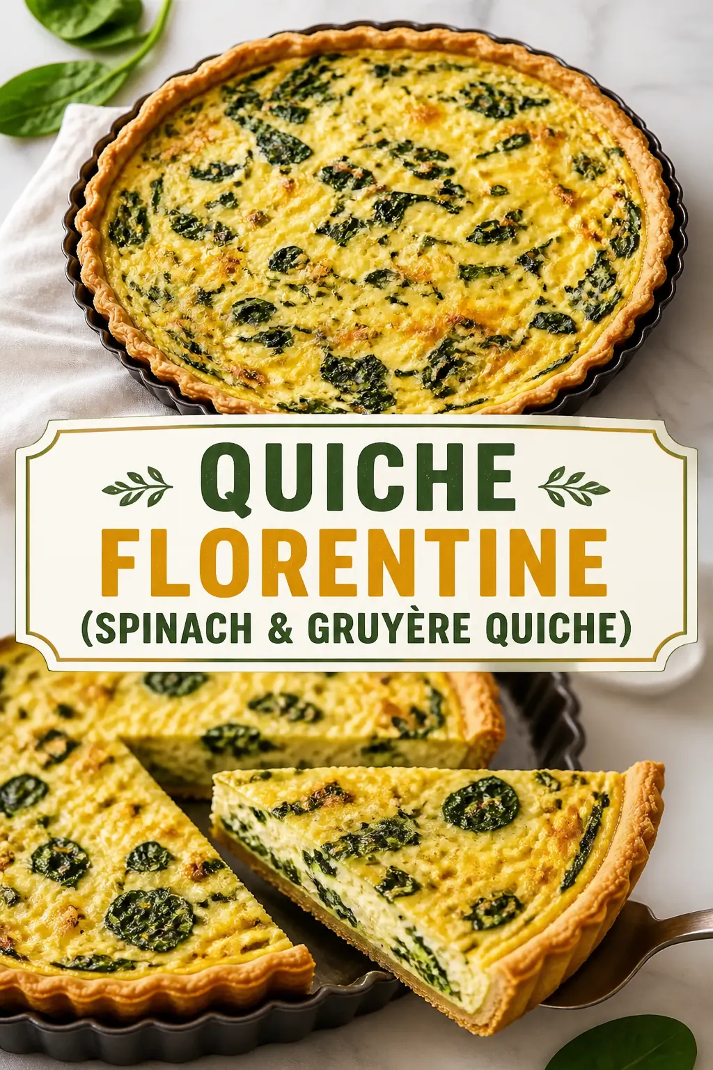 Quiche Florentine (Spinach & Gruyère Quiche) Pinterest pin