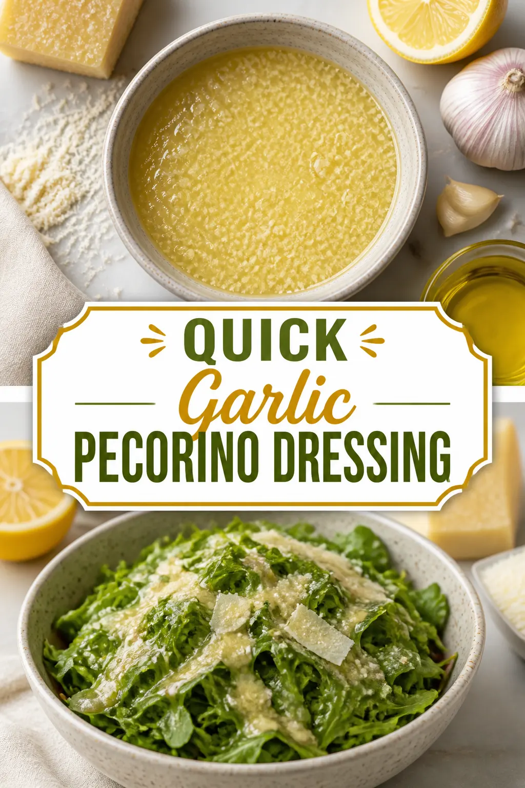 Quick Garlic Pecorino Dressing Pinterest pin