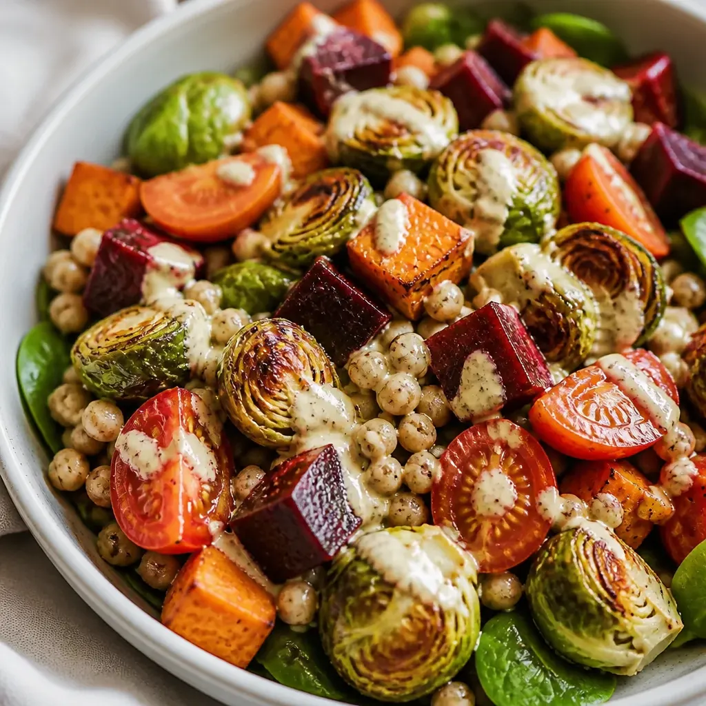 Roasted Vegetable Salad with Barley close-up view
