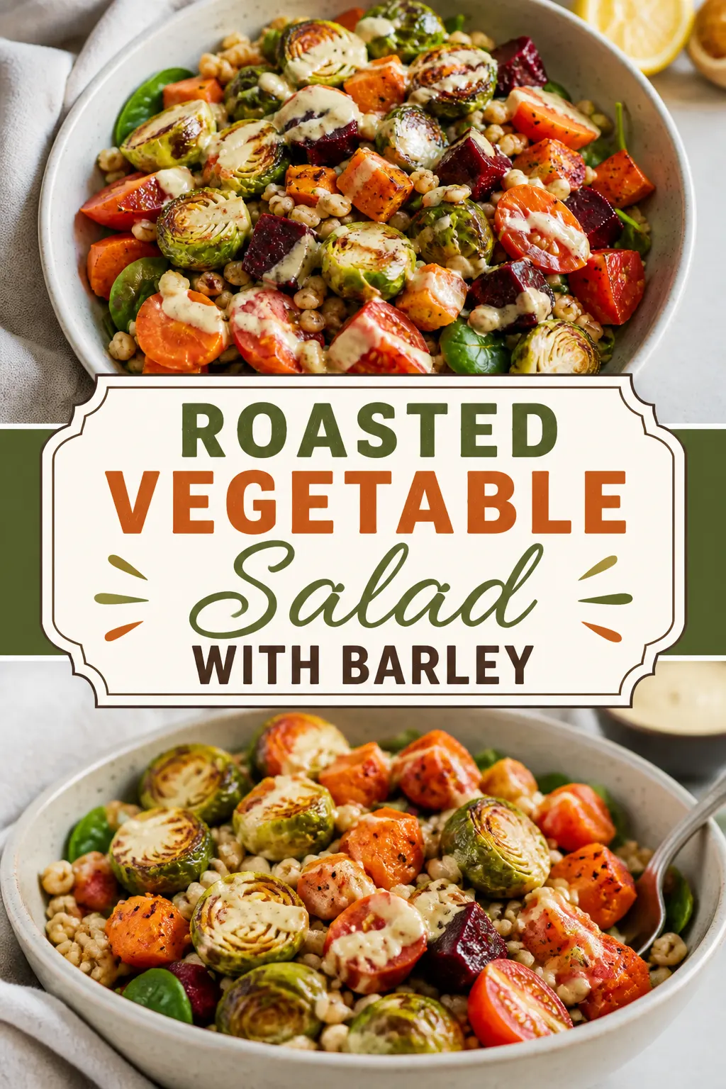 Roasted Vegetable Salad with Barley Pinterest pin