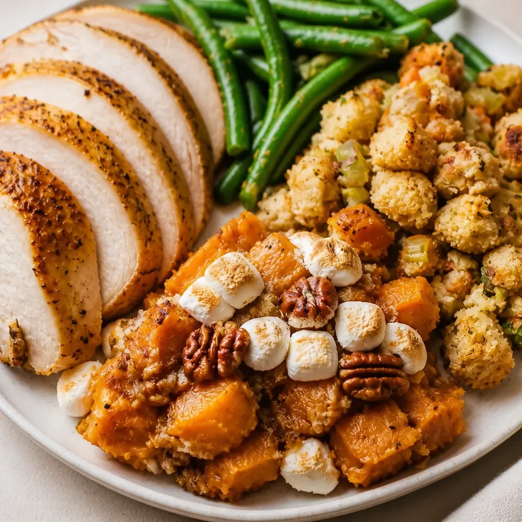 Sheet Pan Thanksgiving Meal close-up view