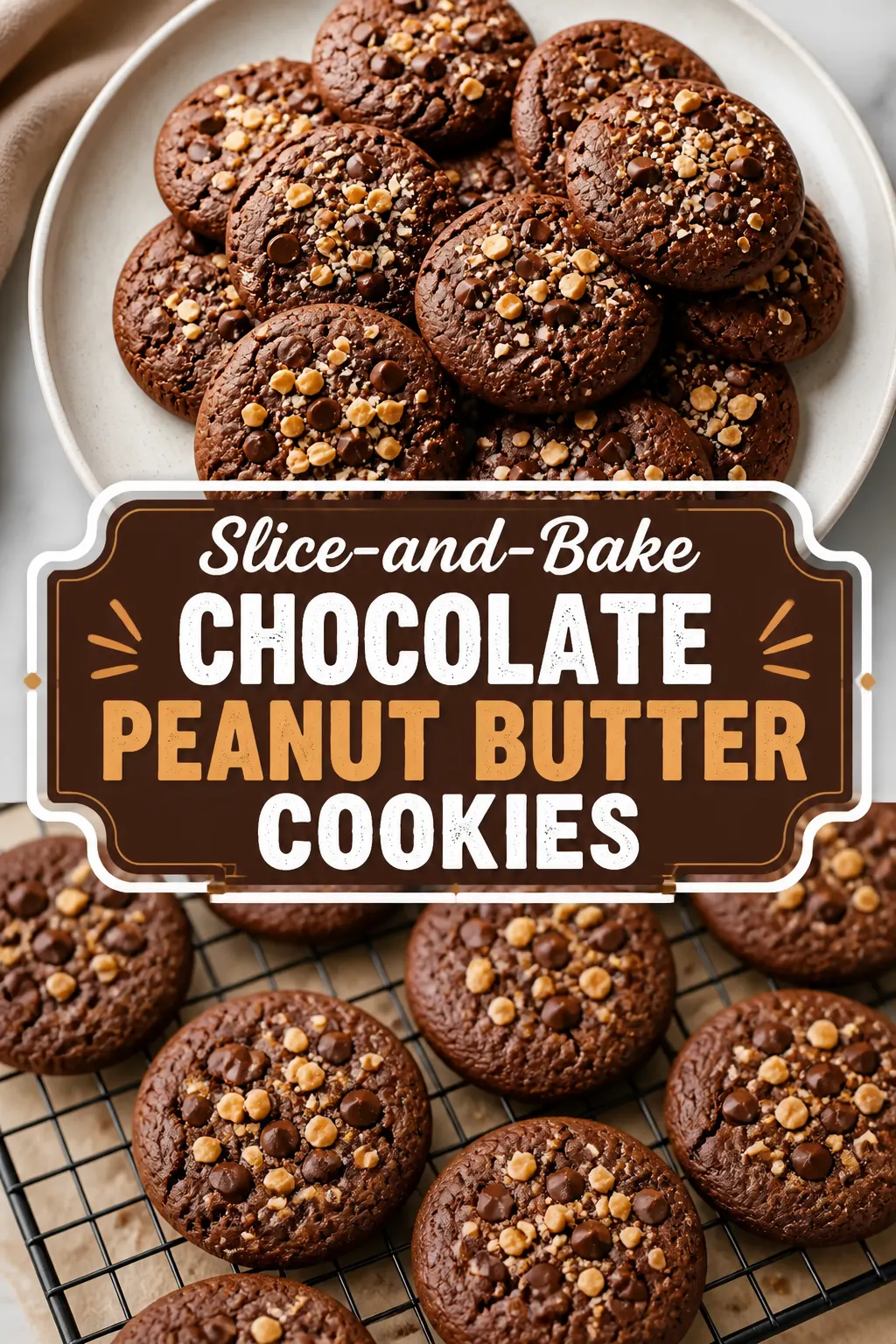 Slice-and-Bake Chocolate Peanut Butter Cookies Pinterest pin