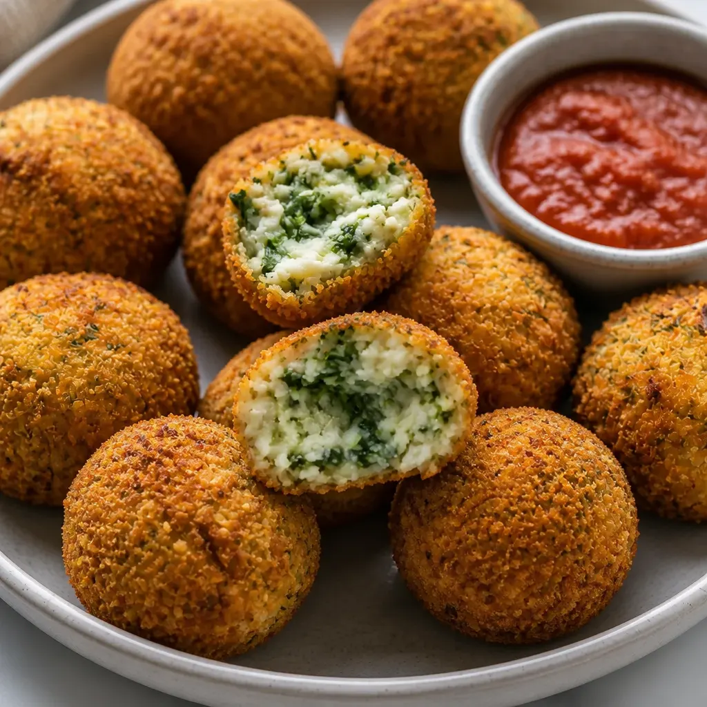 Spinach Cheese Balls close-up view
