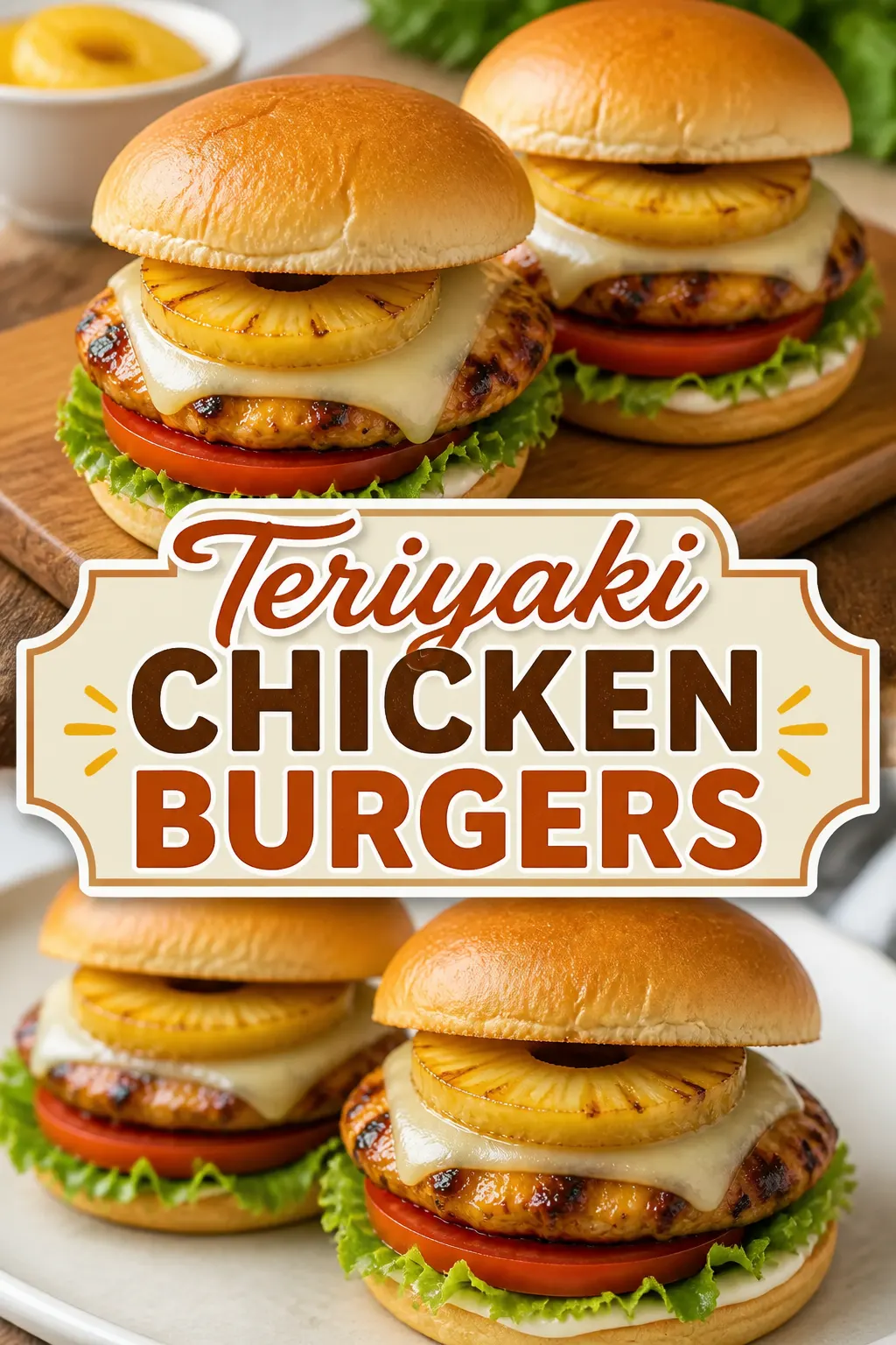 Teriyaki Chicken Burgers Pinterest pin