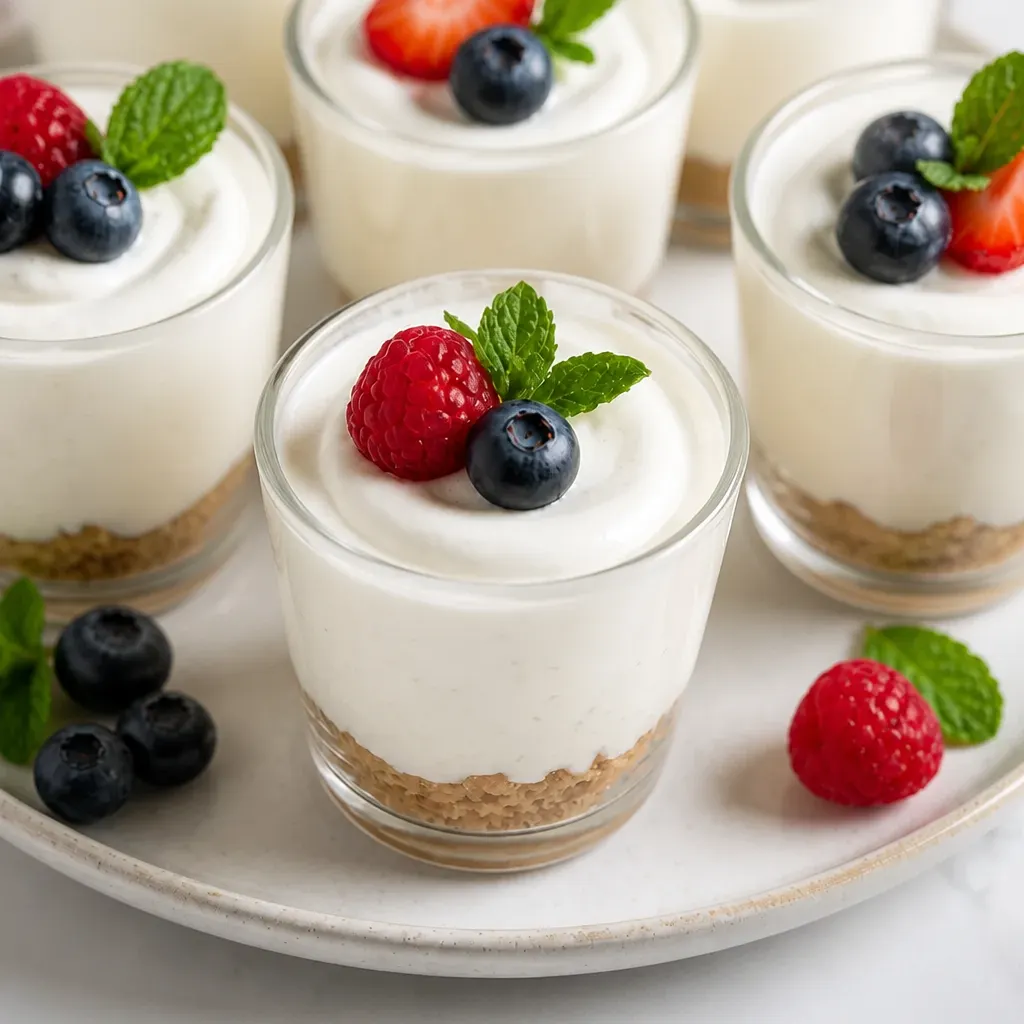 Vanilla Bean Cheesecake Shooters close-up view