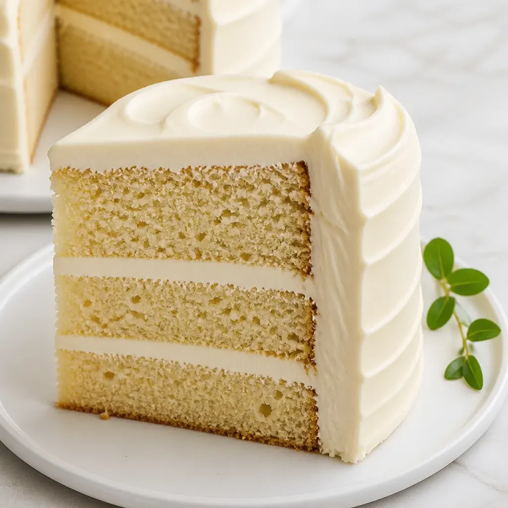 Vanilla Layer Cake with Vanilla Buttercream (The Best!) close-up view