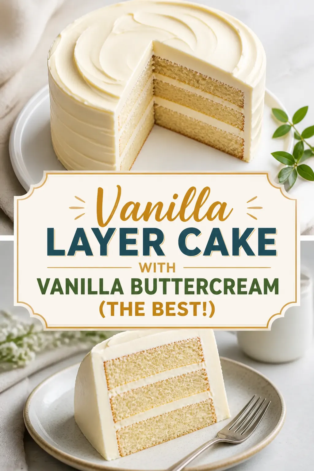 Vanilla Layer Cake with Vanilla Buttercream (The Best!) Pinterest pin